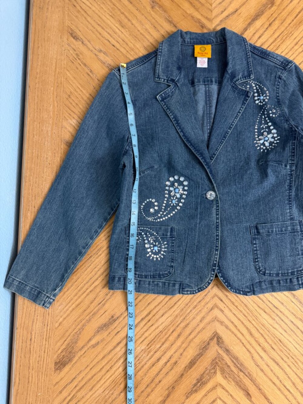 Ruby Rd. Rhinestone Jean Jacket Size 14P - Picture 8 of 12
